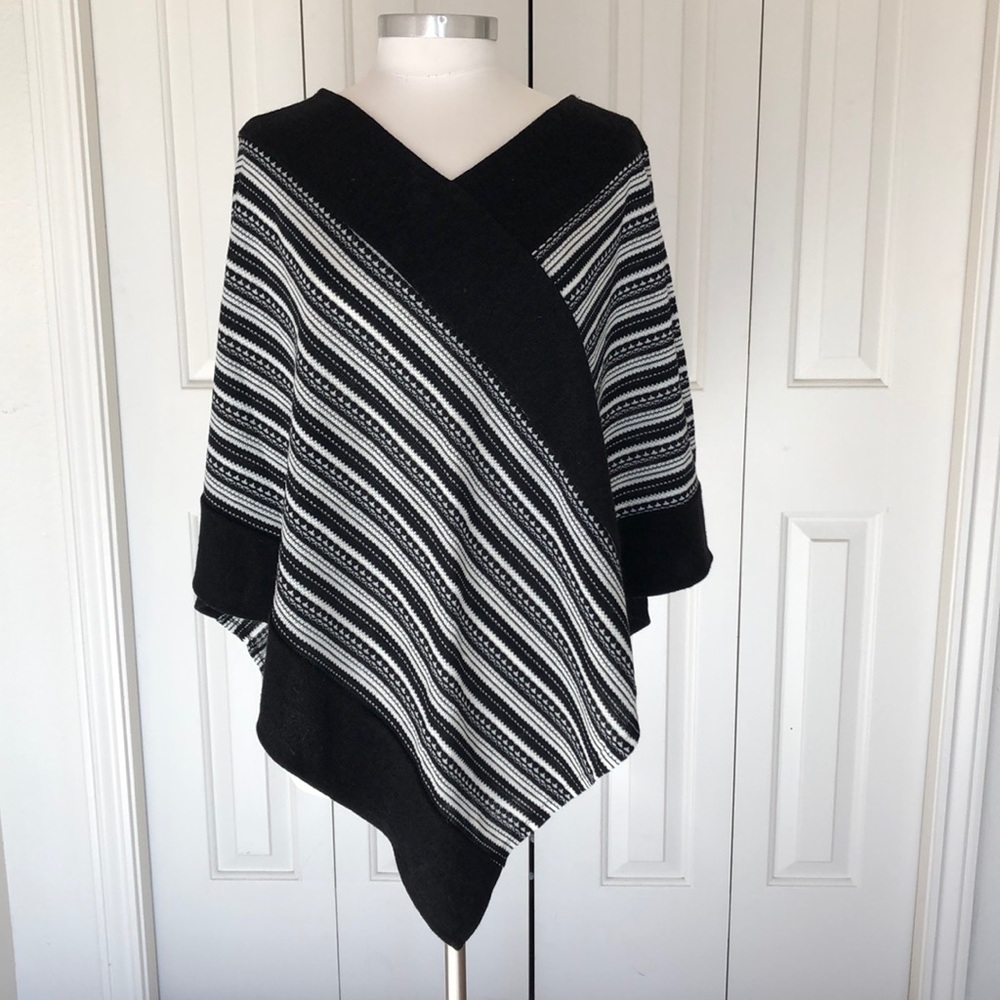 Black & white striped poncho